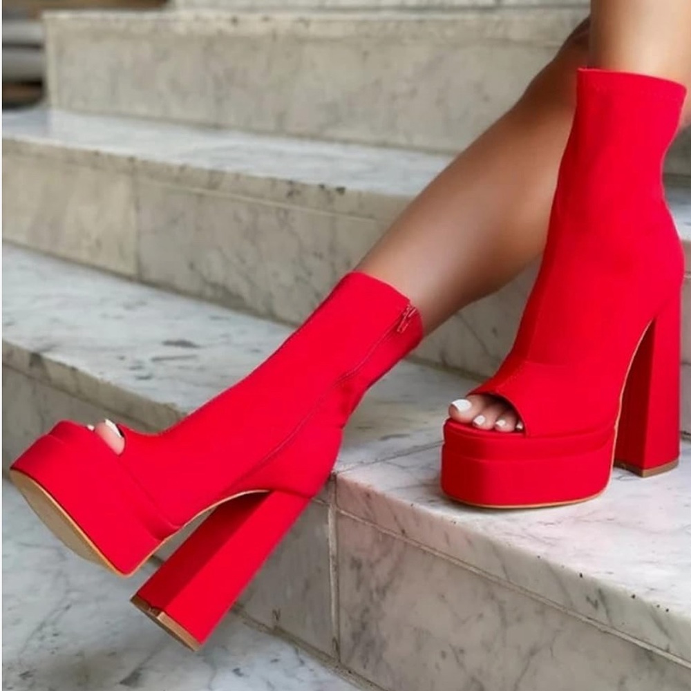 Red Peep Toe Bootie